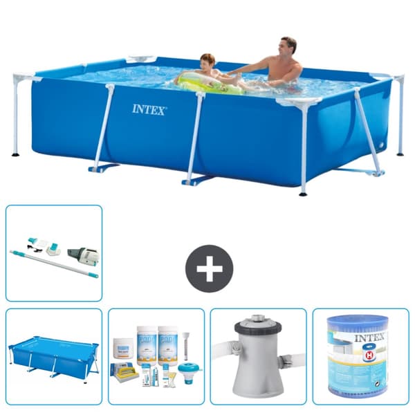 Intex svømmebassin med rektangulær ramme - 260 x 160 x 65 cm - Blå - Inkluderet tilbehør A79