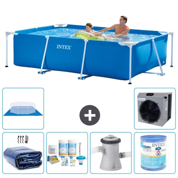 Intex rektangulär ram swimmingpool - 260 x 160 x 65 cm - Blå - ingår Tillbehör A88