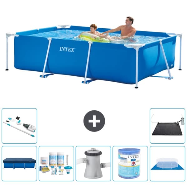 Intex rektangulär ram swimmingpool - 260 x 160 x 65 cm - Blå - ingår Tillbehör A128