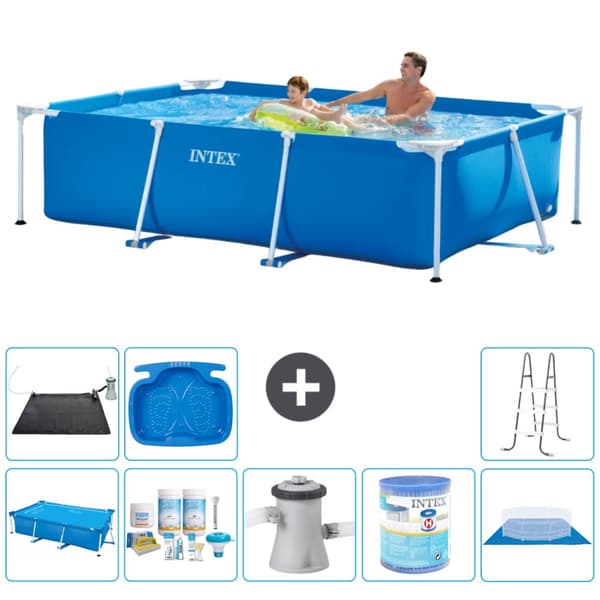 Intex rektangulär ram swimmingpool - 260 x 160 x 65 cm - Blå - ingår Tillbehör A136