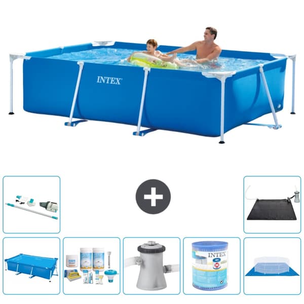 Intex rektangulär ram swimmingpool - 260 x 160 x 65 cm - Blå - ingår Tillbehör A138
