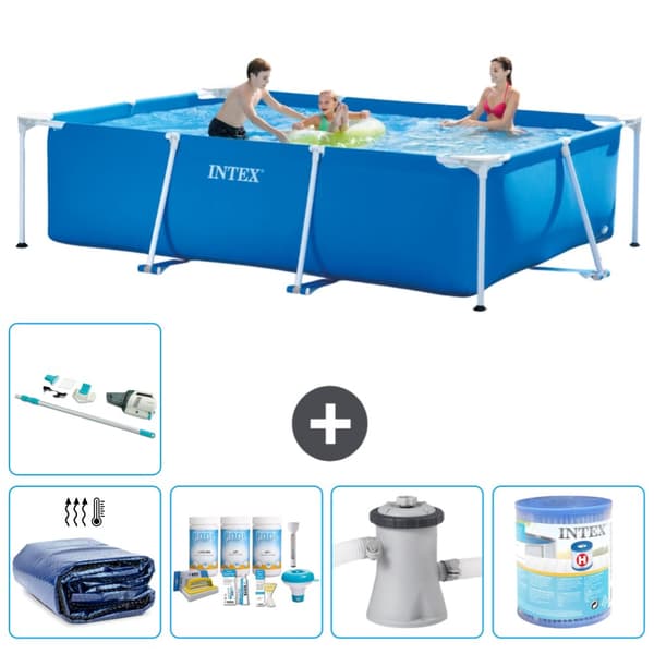 Intex suorakaiteen muotoinen uima-allas - 300 x 200 x 75 cm - Sininen - Mukana Lisätarvikkeet A158