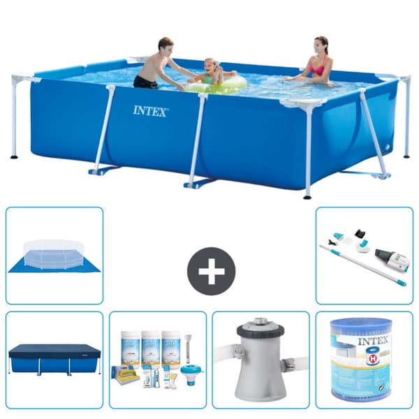 Intex suorakaiteen muotoinen uima-allas - 300 x 200 x 75 cm - Sininen - Mukana Lisätarvikkeet A213
