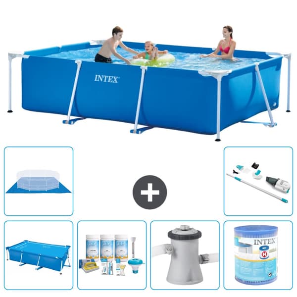 Intex suorakaiteen muotoinen uima-allas - 300 x 200 x 75 cm - Sininen - Mukana Lisätarvikkeet A226