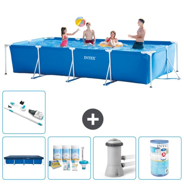 Intex suorakaiteen muotoinen uima-allas - 450 x 220 x 84 cm - Sininen - Mukana Lisätarvikkeet A255