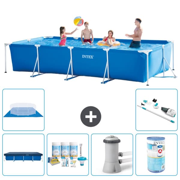 Intex suorakaiteen muotoinen uima-allas - 450 x 220 x 84 cm - Sininen - Mukana Lisätarvikkeet A305