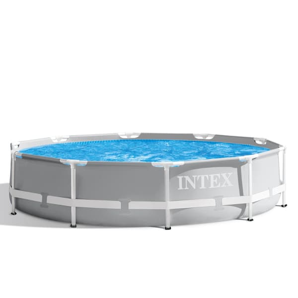 Intex Round Prism Frame Pool - 305 x 76 cm - Grå -  Inklusive Tillbehör - CB23