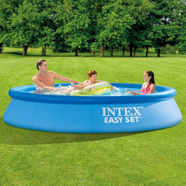 Intex rund oppustelig let sæt swimmingpool - 305 x 61 cm - blå - inkluderet tilbehør CB78