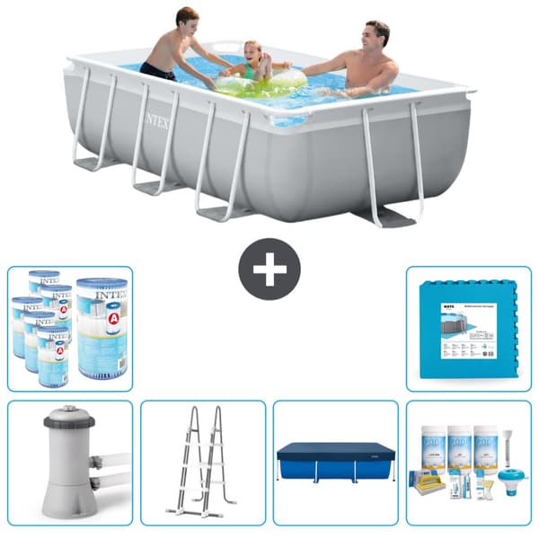 Intex rektangulær prismeramme swimmingpool - 300 x 175 x 80 cm - Grå -  Inklusive Tilbehør CB30
