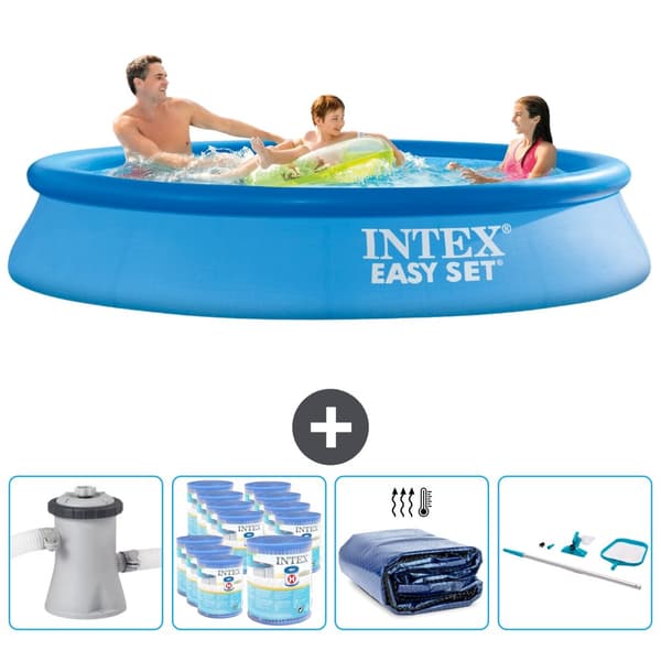 Intex Round Inflatable Pool Set Uima - 305 cm 61 cm - Sininen -  Tarvikkeet Mukaan Lukien CB90