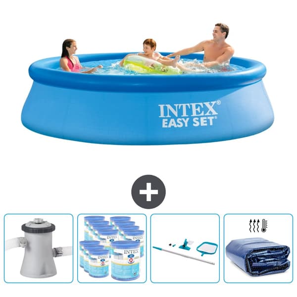Intex rund oppustelig let sæt swimmingpool - 305 x 76 cm - Blå - Inklusive Tilbehør CB93