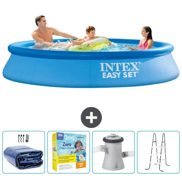 Intex rund oppustelig let sæt swimmingpool - 305 x 61 cm - blå - inkluderet tilbehør CB13