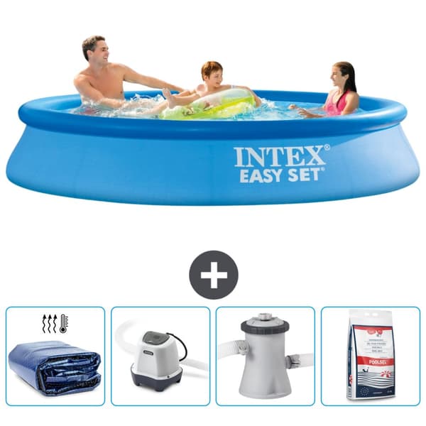 Intex rund oppustelig let sæt swimmingpool - 305 x 61 cm - blå - inkluderet tilbehør CB54