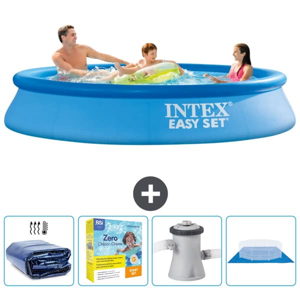 Intex Rund Uppblåsbar Easy Set Pool - 305 x 61 cm - Blå - Ingår Tillbehör CB8