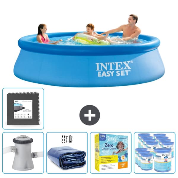 Intex Pyöreä puhallettava Easy Set Uima-allas - 305 x 76 cm - Sininen - Tarvikkeet Mukaan Lukien CB24