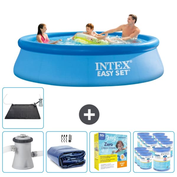 Intex Pyöreä puhallettava Easy Set Uima-allas - 305 x 76 cm - Sininen -  Tarvikkeet Mukaan Lukien CB25