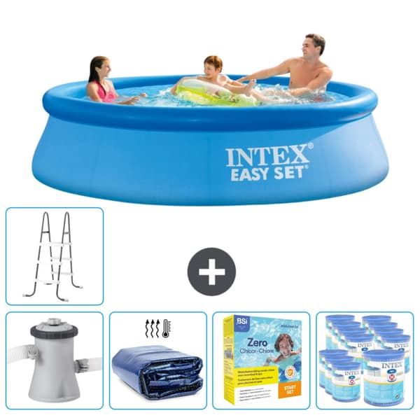 Intex Pyöreä puhallettava Easy Set Uima-allas - 305 x 76 cm - Sininen - Tarvikkeet Mukaan Lukien CB27