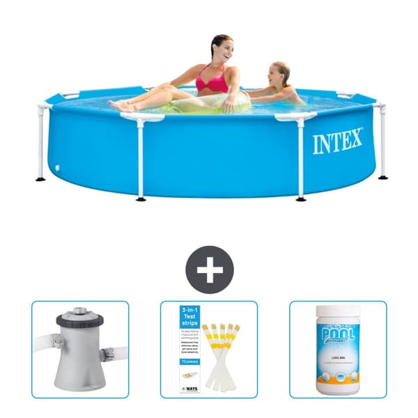 Intex Pyöreä Frame Uima-allas - 244 x 51 cm - Sininen - Mukana Lisätarvikkeet CB73