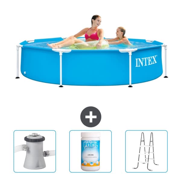 Intex Pyöreä Frame Uima-allas - 244 x 51 cm - Sininen - Mukana Lisätarvikkeet CB84