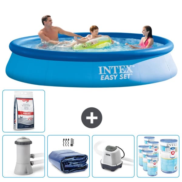 Intex Pyöreä puhallettava Easy Set uima-allas - 366 x 76 cm - Sininen -  Tarvikkeet Mukaan Lukien CB56