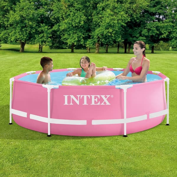 Intex Pyöreä Frame Uima-allas - 244 x 76 cm - Vaaleanpunainen - Mukana Lisätarvikkeet CB77