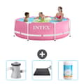 Miniatyrbillede 1 af 6: Intex Round Frame Swimming Pool - 244 x 76 cm - Pink - Inkluderet tilbehør CB80
