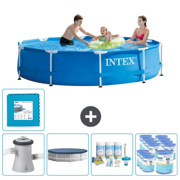 Intex Round Frame Swimming Pool - 305 x 76 cm - Blå -  Inklusive Tilbehør CB16