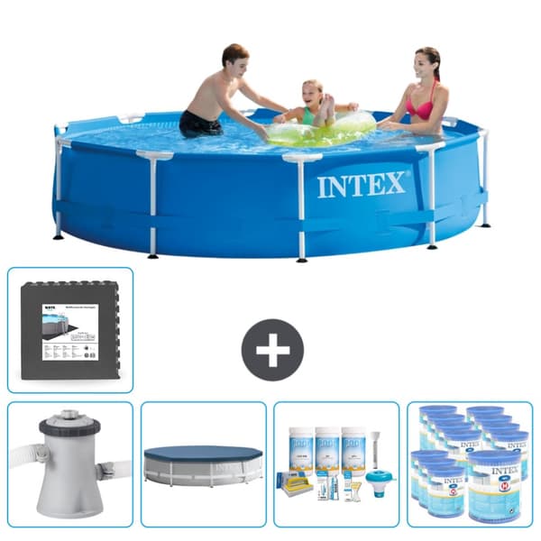 Intex Round Frame Swimming Pool - 305 x 76 cm - Blå - Inklusive Tillbehör - CB17