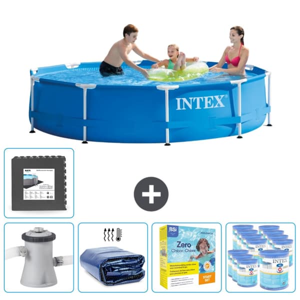 Intex Round Frame Swimming Pool - 305 x 76 cm - Blå - Inklusive Tilbehør CB24