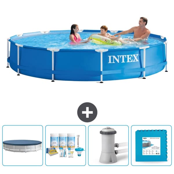 Intex Round Frame Swimming Pool - 366 x 76 cm - Blå - Inkluderet tilbehør CB2