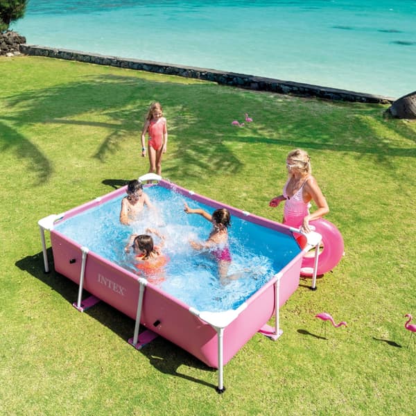 Intex rektangulär ram swimmingpool - 220 x 150 x 60 cm - Rosa - Ingår Tillbehör CB3