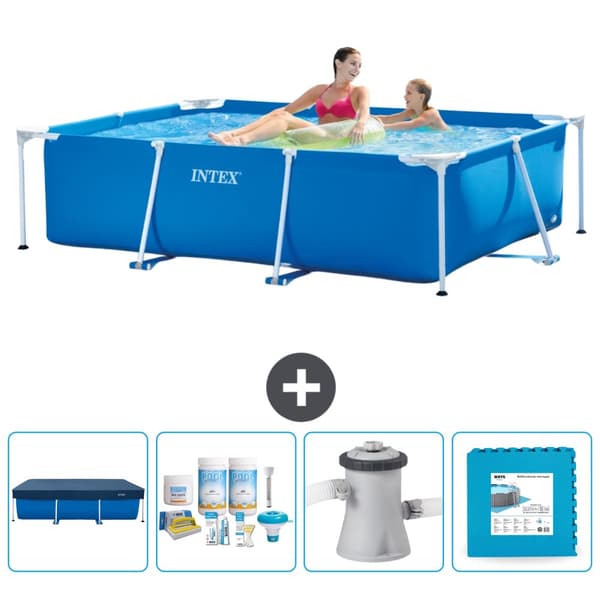 Intex svømmebassin med rektangulær ramme - 220 x 150 x 60 cm - Blå - Inkluderet tilbehør CB2