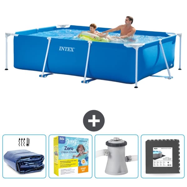 Intex suorakaiteen muotoinen uima-allas - 260 x 160 x 65 cm - Sininen - Mukana Lisätarvikkeet CB10