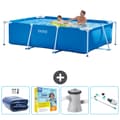 Miniatyrbild 1 av 7: Intex rektangulär ram swimmingpool - 260 x 160 x 65 cm - Blå - ingår Tillbehör CB12