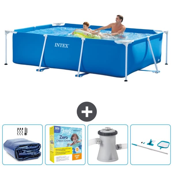 Intex svømmebassin med rektangulær ramme - 260 x 160 x 65 cm - Blå - Inkluderet tilbehør CB14