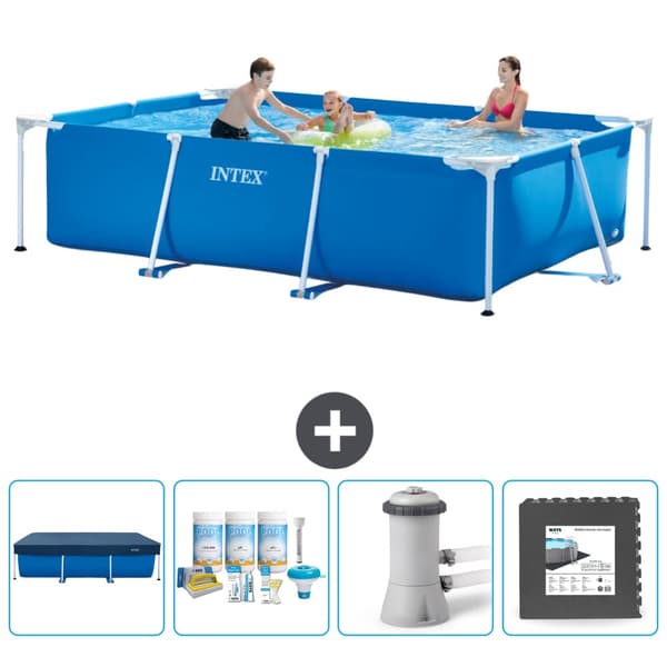 Intex suorakaiteen muotoinen uima-allas - 300 x 200 x 75 cm - Sininen - Mukana Lisätarvikkeet CB3