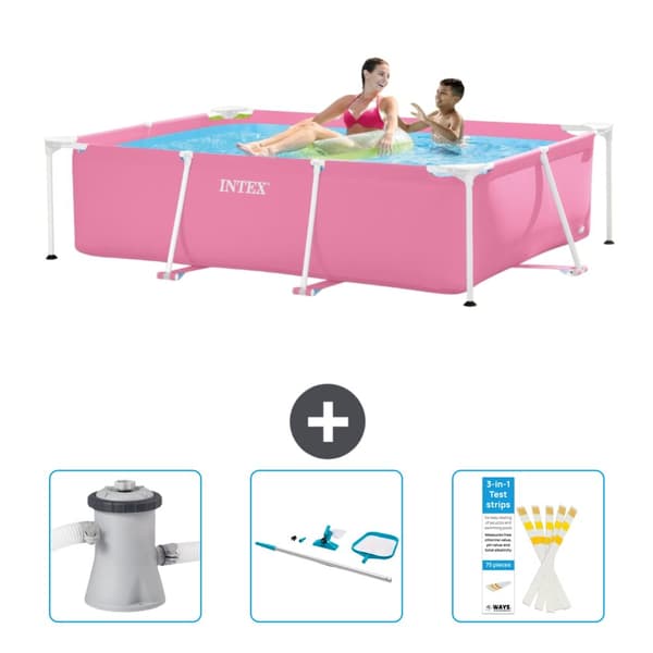 Intex suorakaiteen muotoinen uima-allas - 220 x 150 x 60 cm - Vaaleanpunainen - Mukana Lisätarvikkeet CB82