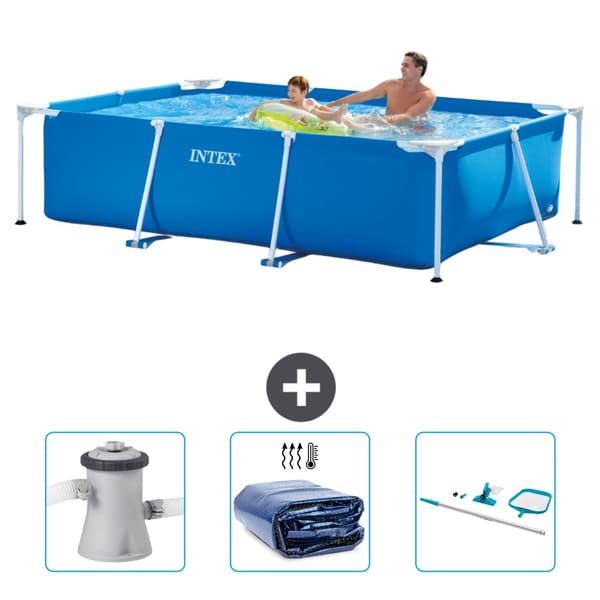 Intex rektangulär ram swimmingpool - 260 x 160 x 65 cm - Blå - ingår Tillbehör CB78