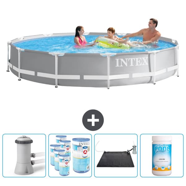Intex Round Prism Frame -uima-allas - 366 x 76 cm - Harmaa - Tarvikkeet Mukaan Lukien CB92
