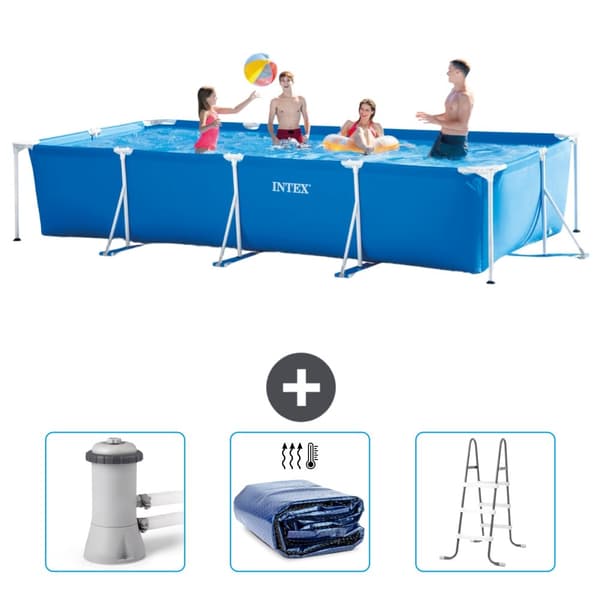 Intex svømmebassin med rektangulær ramme - 450 x 220 x 84 cm - Blå - Inkluderet tilbehør CB83