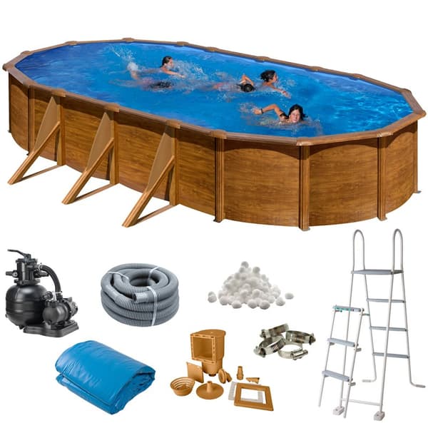 Basic Pool Oval 610 x 375 x 120 cm, Brown