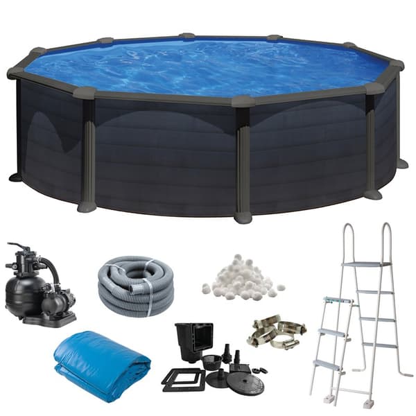 Basic Pool Round Ø460 x 132 cm, Black Graphite