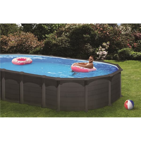 Basic Pool Oval 610 x 375 x 132 cm, Black Graphite