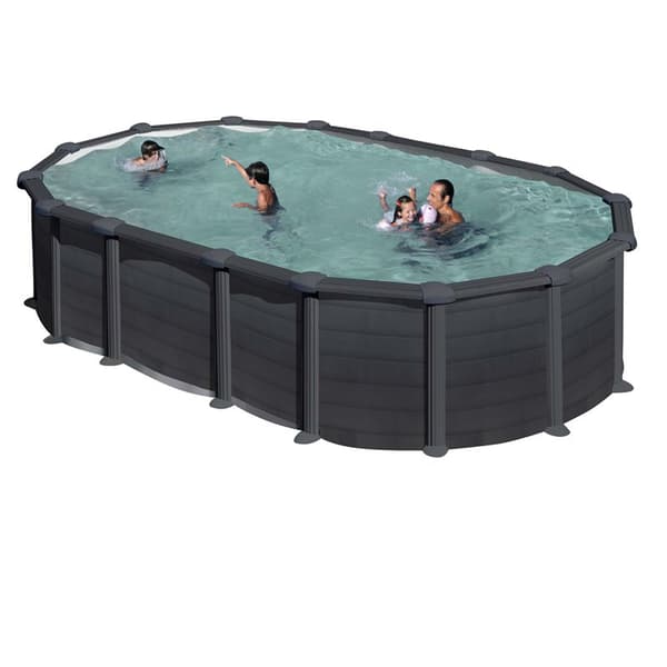 Basic Pool Oval 610 x 375 x 132 cm, Black Graphite