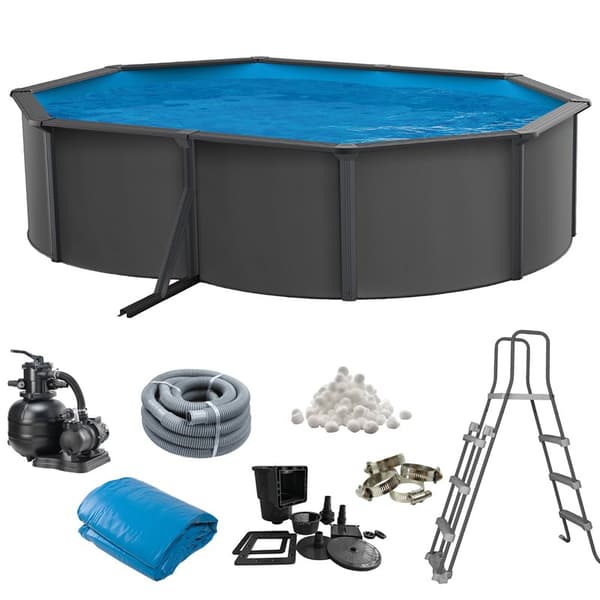 Basic Pool Oval 490 x 360 x 120 cm, Anthracite Grey