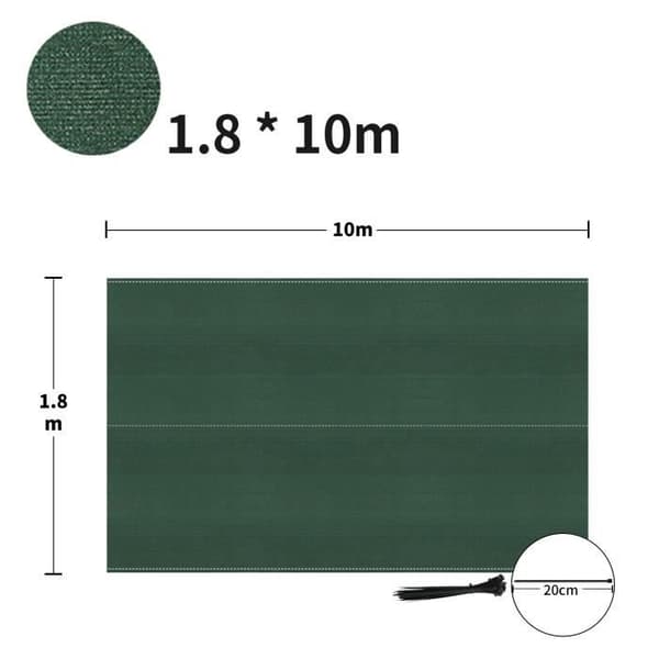 XMTECH Skuggnät HDPE 1,8x10m Skuggstängsel Vindskydd med buntband, mörkgrön
