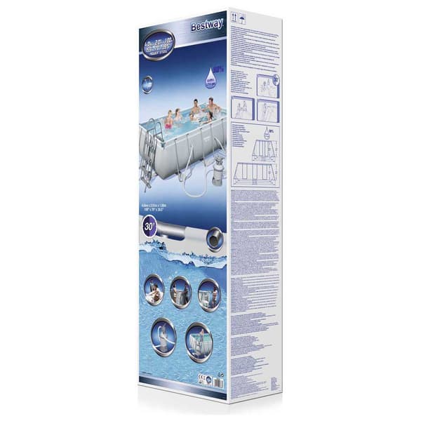Bestway Rektangulär Rörformad Pool 56442 Power Steel 404x201x100cm 6478 Liters