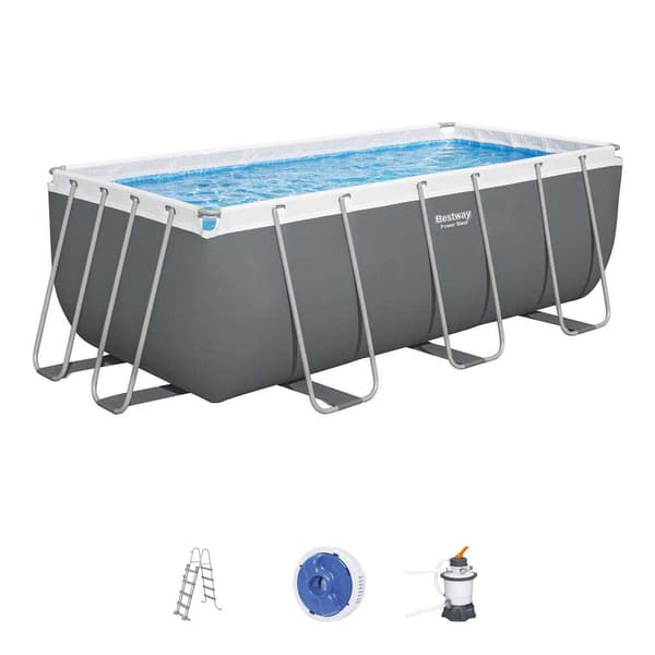 Bestway Rektangulär Rörformad Pool 56457 Power Steel 412x201x122cm 8124 Liters