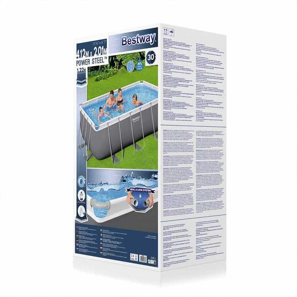 Bestway Rektangulär Rörformad Pool 56457 Power Steel 412x201x122cm 8124 Liters