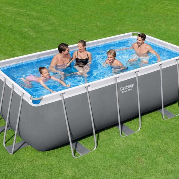 Bestway Rektangulär Rörformad Pool 56457 Power Steel 412x201x122cm 8124 Liters